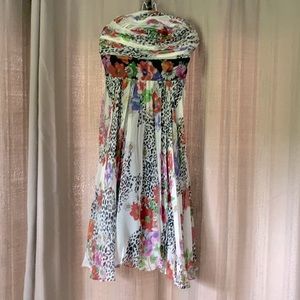 Strapless floral cocktail dress